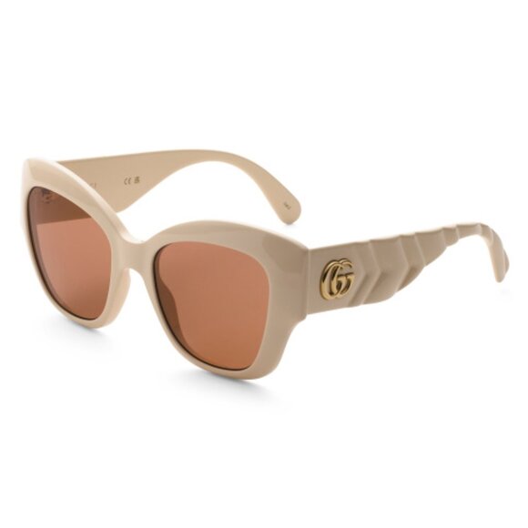 GUCCI Square Frame 53mm Ivory Texture Gold Tone GG SUNGLASSES New Case HOST PICK - Picture 3 of 3